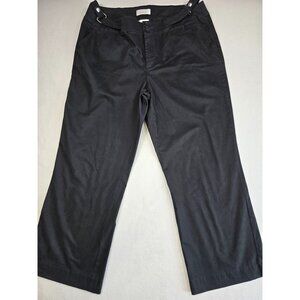 Christopher & Banks Black Petite Pants 16P Wide Leg Cotton Blend Womens
